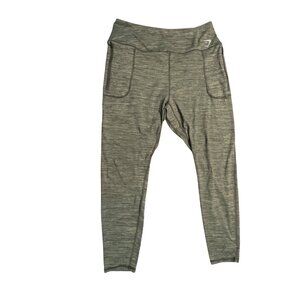 Gymshark Womens XXL Green Marl Leggings With Zippered Pockets Polyester/Elastane